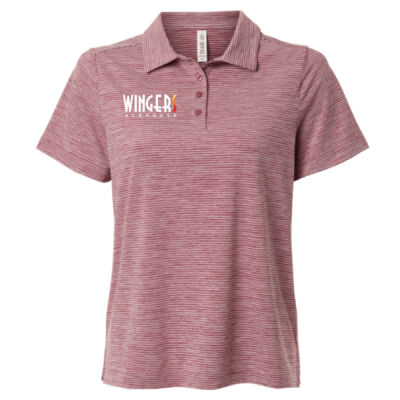**NEW** Heathered Stripe Polo Women's cut.  Wingers Alehouse logo Thumbnail